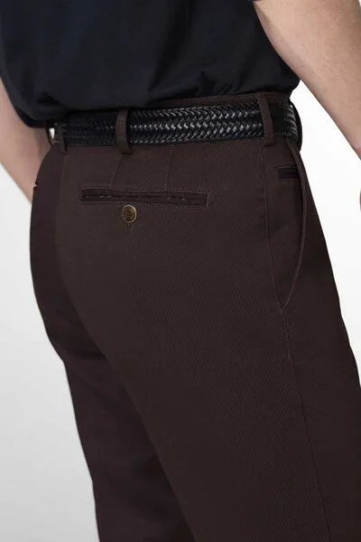 Meyer MEYER Chino in Micro Fantasy, Rot (burgundy), – Produktbild 4 von 4