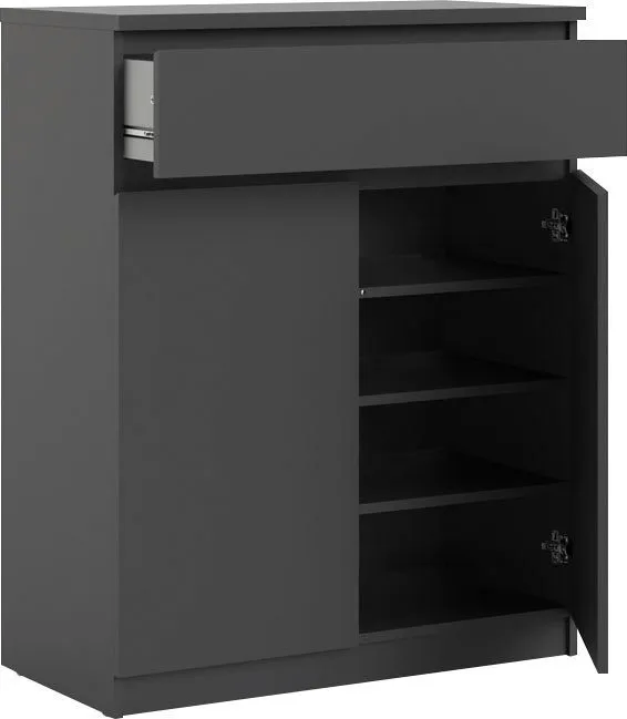 Home affaire Kommode Naia, abgerundete Schubladenkanten auf Metallgleiter, Breite 80,2 cm, Schwarz, – Produktbild 4 von 5