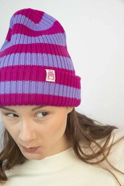 Strickmütze aus Merinowolle, abstehend Unisex Kiwistories, Bunt, – Produktbild 4 von 4