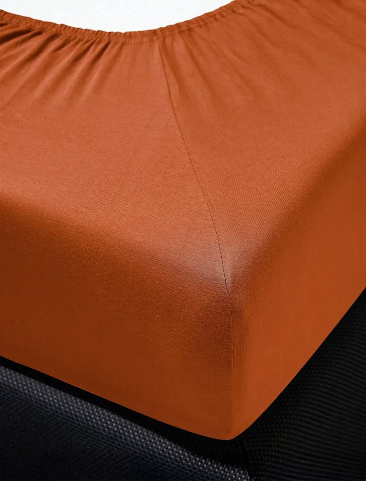 irisette irisette Spannbettlaken Jupiter 8, Mako-Jersey, Gummizug: rundum, (1 Stück), aus Baumwolle, für Matratzen bis 25 cm Höhe, Bettlaken, Spannbetttuch, Orange, – Produktbild 3 von 8