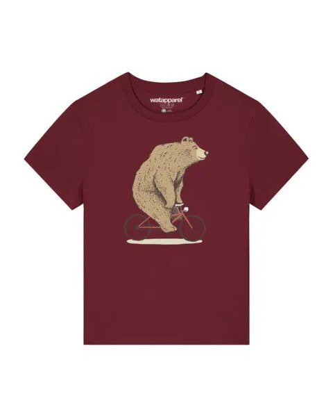 watapparel watapparel T-Shirt Frauen Fahrradbär, Burgundy, – Produktbild 1 von 4