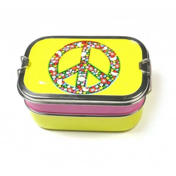 Just Be Just Be Peace Brotbox, Gelb/pink, – Produktbild 1 von 4