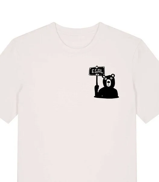 päfjes päfjes Dem Bären ist es EGAL! Dir auch? - Fair Wear Männer Unisex Bio T-Shirt Siebdruck, Natur (vintage white), – Produktbild 3 von 4