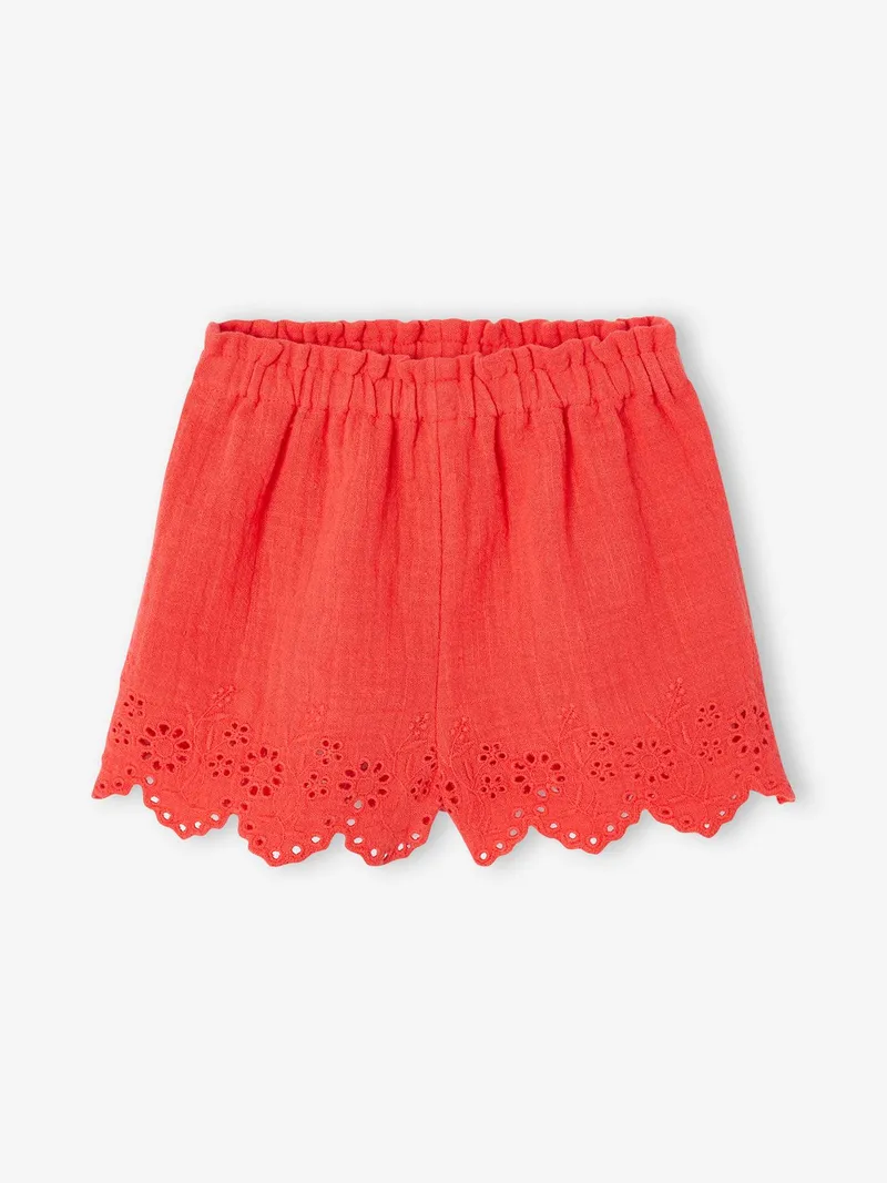 Vertbaudet Musselin-Shorts Mädchen Baby, Rot, – Produktbild 1 von 3