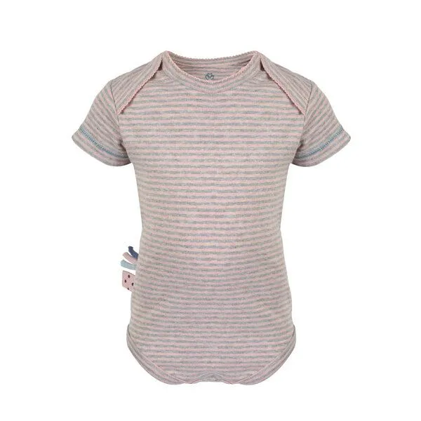 OrganicEra Baby S/S Kurzarm Bodysuit Gestreift 'OrganicEra' aus Bio-Baumwolle, Aqua melange (grün), – Produktbild 1 von 4