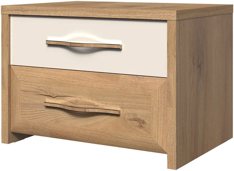 OTTO home Nachtkommode Gala, beige hochglänzend UV lackiert und melaminbeschichtet, kratzfest (Soft-Close Funktion, Maße: B/T/H 57/41/41cm), mit 2 Schubladen, klassische Rahmenoptik, FSC-zertifiziert, Beige, – Produktbild 2 von 5