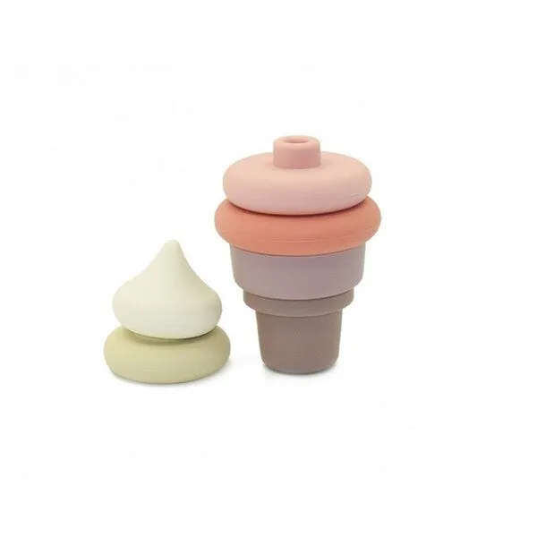 PETIKIDS PETIKIDS Montessori-Lernspielzeug – Stapelbares Eis aus Silikon, Rosa, – Produktbild 3 von 4