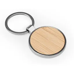 hi!dea™ hi!dea™ GASTON ROUND. Schlüsselanhänger aus Eisen in runder Form aus Zink und Bambu – Produktbild 1 von 1
