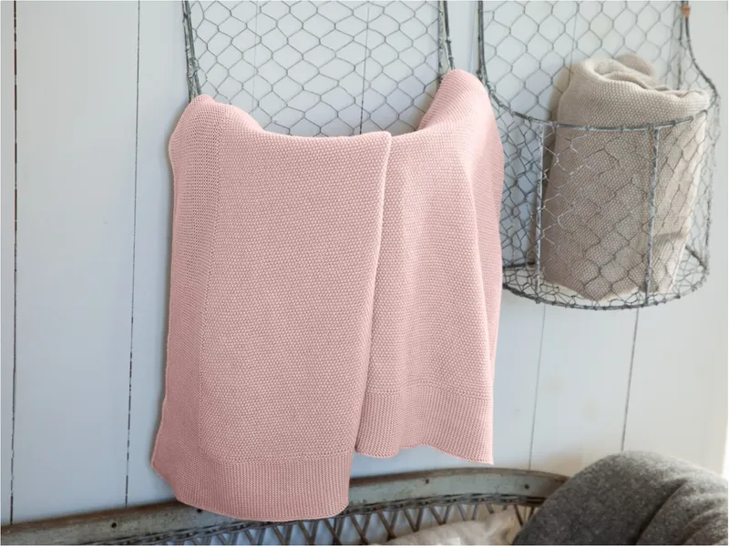 HANS NATUR Babydecke Bio-Baumwolle Perlenstrick altrosa Maße 80 x 95 cm, Rosa, – Produktbild 2 von 2