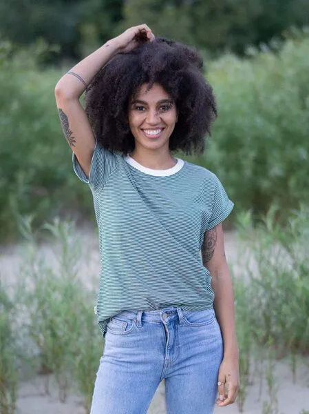 FUXBAU FUXBAU Frauen Streifenshirt - creme grün, bordeaux, blau oder senf, Grün, – Produktbild 4 von 4