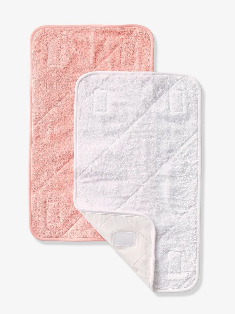 Vertbaudet 2er-Set Ftee-Unterlagen für Baby Wickelauflagen BASIC, Zartrosa+weiß, – Produktbild 1 von 2