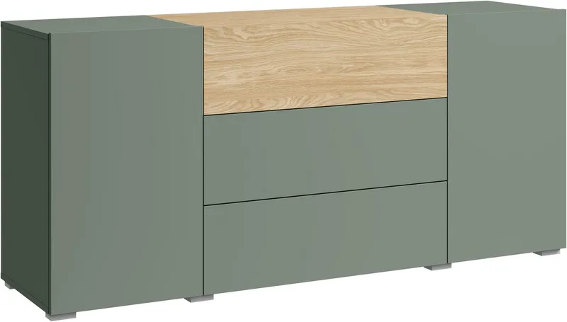 Home affaire Sideboard BERLIN, Moderne grifflose Kommode Breite 150 cm, 4 Schubkästen/ 2 Türen, Grün, – Produktbild 6 von 6