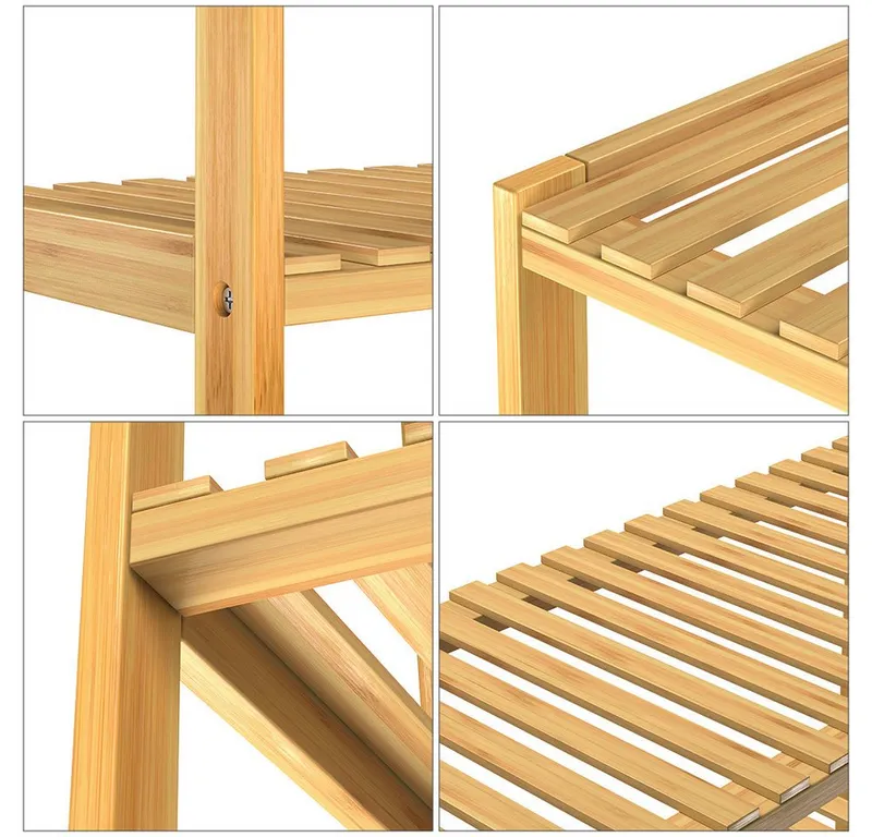Casaria® Casaria® Standregal, Regal Stehend Holz 3 Ablagen 30kg Belastbar Schmal Küche Klarlack, Braun, – Produktbild 5 von 5