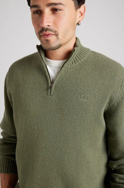 Trendsplant Trendsplant Bernia Quarter Zip Knit Sage, Oliv, – Produktbild 3 von 4