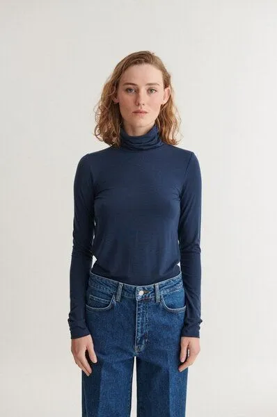 Basic Apparel Basic Apparel Rollkragenshirt - Joline T-Neck - aus Tencel, Blau (navy), – Produktbild 1 von 4