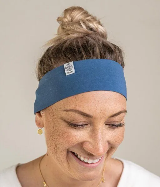 obumi obumi STIRNBAND SCHMAL AUS BIO JERSEY IN VIELEN FARBEN, Grey blue, – Produktbild 2 von 4