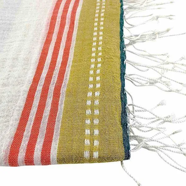 Sabahar Unisex Baumwollschal - Adi 70x200 - Autumn Weiß - Sabahar Äthiopien – Produktbild 2 von 4