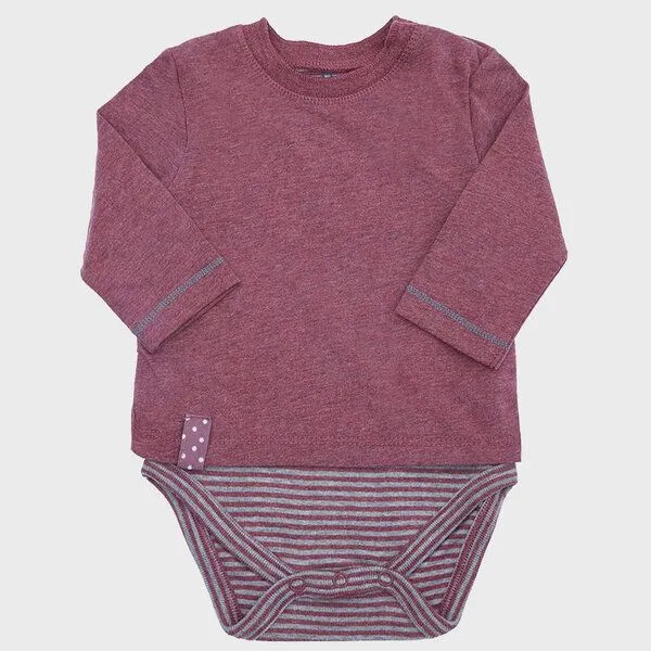 OrganicEra Baby Langarm T-shirt Body 'OrganicEra' aus Bio Baumwolle, Bordeaux melange (rot), – Produktbild 1 von 3