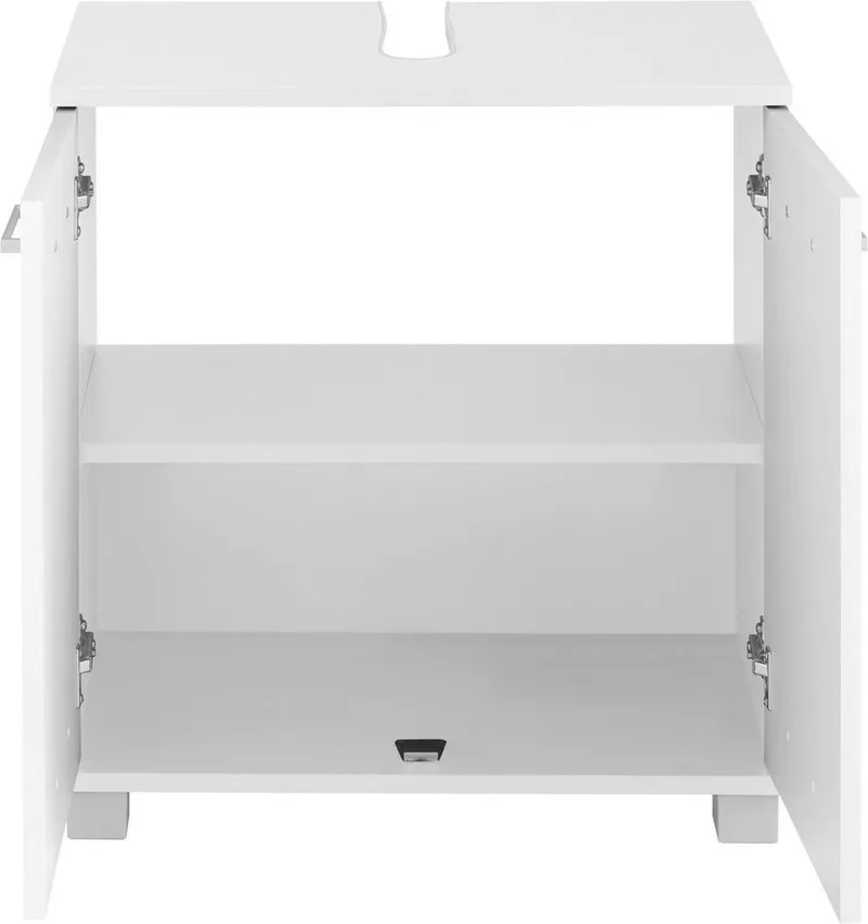 Schildmeyer Waschbeckenunterschrank Breite/Höhe: 59,8/62,4 cm, Badschrank mit Doppeltür, Zwischenboden, Weiß, – Produktbild 4 von 5