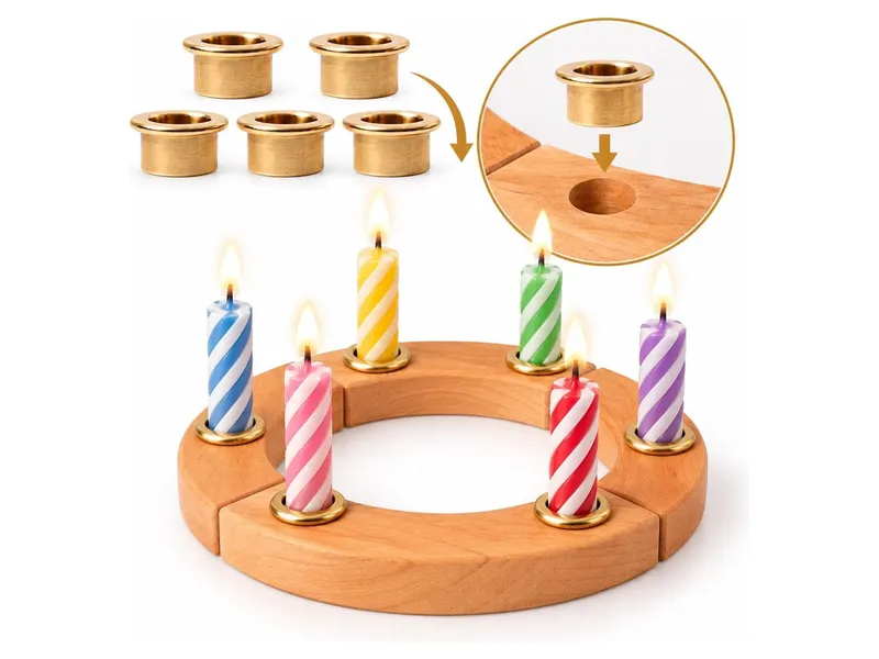 HANS NATUR Kerzenhaltertülle aus Messing 6er Set Durchmesser innen 1,4 cm, außen 2 cm, Gelb, – Produktbild 2 von 2