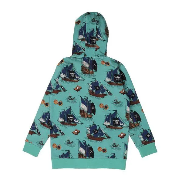Walkiddy Pirate Ships Bio-Baumwoll Sweatjacke Grün - GOTS Zertifiziert, Fair Produziert & Nachhaltig – Walkiddy, Grün, – Produktbild 2 von 3