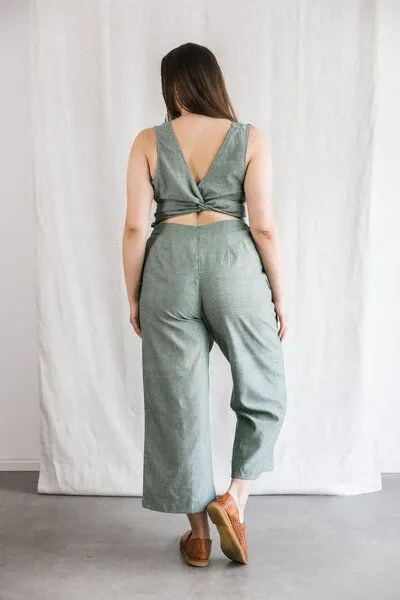 Jyoti - Fair Works Jyoti - Fair Works Bio-Baumwoll Jumpsuit Anusha, Eukalyptus, – Produktbild 3 von 3