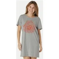 Peaces.bio - handbedruckte Biomode Peaces.bio - handbedruckte Biomode Longshirt Rose Damen, Hellgrau, – Produktbild 1 von 1