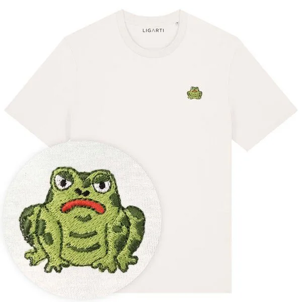 LIGARTI Besticktes T-Shirt – Gretel die Kröte – LIGARTI Tiermanufaktur, Cremeweiss, – Produktbild 1 von 4