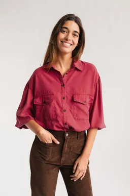 TWOTHIRDS TWOTHIRDS Damen vegan Hemd Hamushin Washed Fuchsia – Produktbild 1 von 1