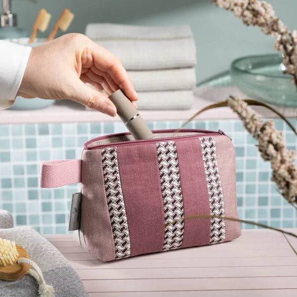 nahtur-design nahtur-design Kosmetiktasche aus 100% Leinen | Kleine Leinentasche, No_14 (blau), – Produktbild 3 von 4