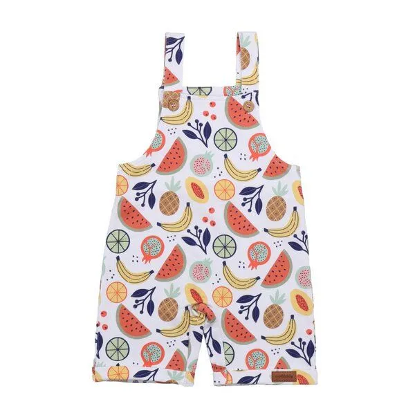 Walkiddy Latzstrampler Weiß Bunte Früchte-Allover Bio-Baumwolle GOTS – Walkiddy, Mehrfarbig, – Produktbild 1 von 3