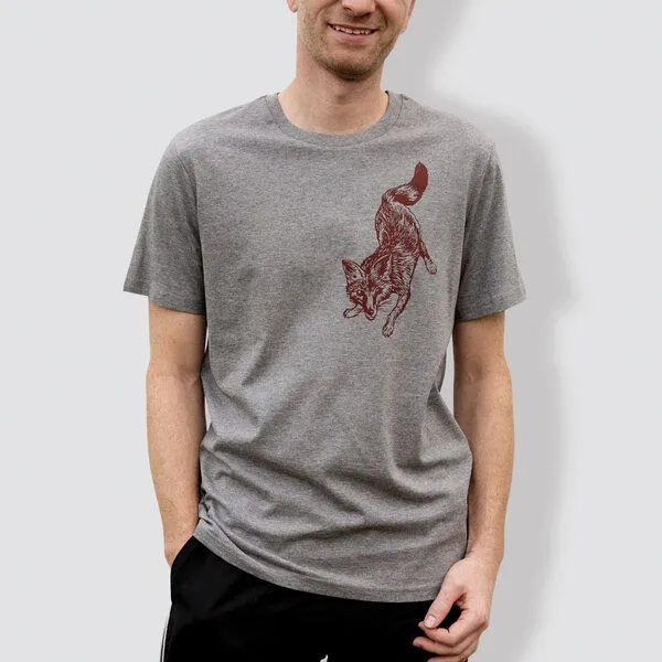 little kiwi little kiwi Herren T-Shirt, "Fuchs", Grau, – Produktbild 1 von 2