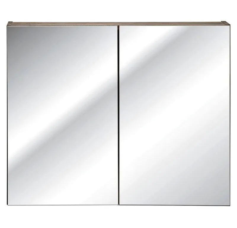 Lomadox Spiegelschrank PUEBLA-56 80 cm mit LED-Beluchtung in Vintage Eiche 2-türig, Braun, – Produktbild 5 von 5