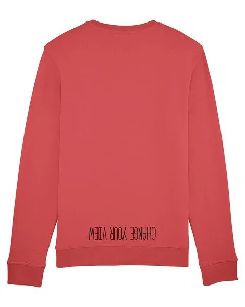 Human Family Human Family Bio Unisex Rundhals-Sweatshirt - "Change your view", Hellrot (rot), – Produktbild 1 von 3