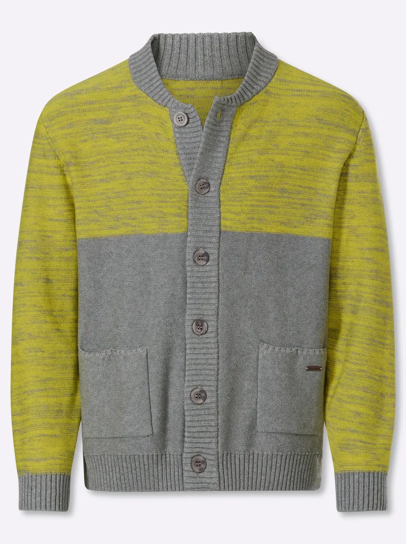 marco donati Strickjacke grau-limone-meliert, Grau-limone-meliert, – Produktbild 1 von 2