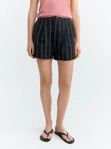 thinking mu thinking mu Damen Shorts - Nar Shorts Seersucker - aus Baumwolle, Portbau (blau), – Produktbild 1 von 3