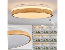 hofstein Deckenleuchte dimmbare Deckenlampe aus Metall/Bambus/Kunststoff in Weiß/Natur, LED wechselbar, 3000 - 6000 Kelvin, LED Leuchte(38cm), 2500 Lumen, 3000 -6000 Kelvin, inkl. Fernbedienung – Produktbild 1 von 1