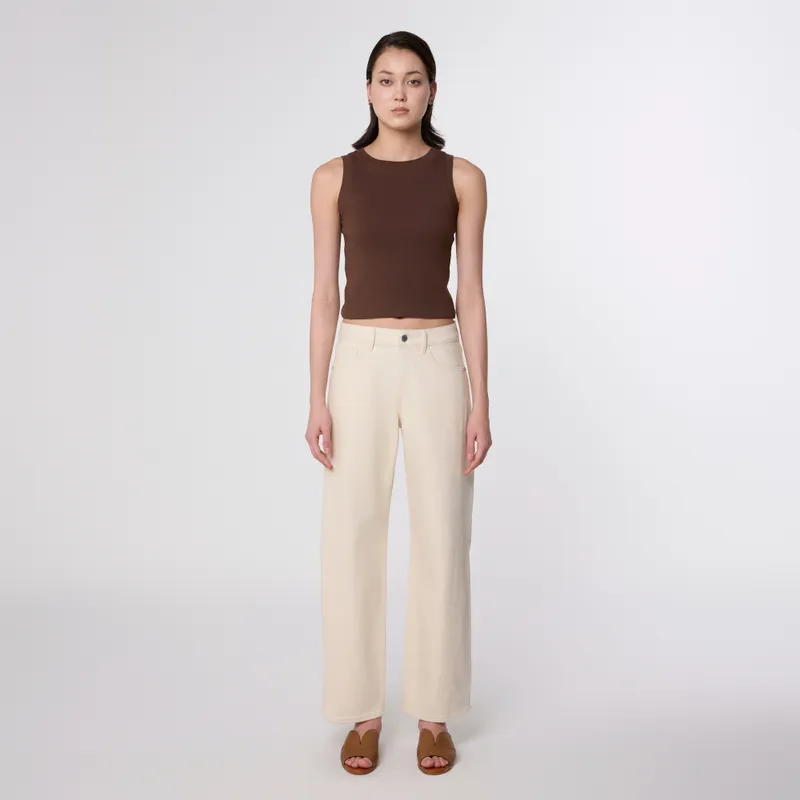 DAWN DAWN - Damen Jeans ASH Barrel Leg Cutline Minimal Stretch DAWN Bio-Baumwolle, Ecru, – Produktbild 1 von 5
