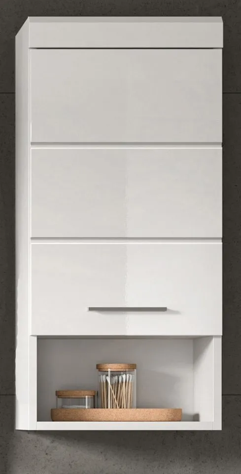 Inn.Furn Hängeschrank Shawn (Badschrank in weiß Hochglanz, 37 x 79 cm) mit 3 Fächern, Weiß, – Produktbild 3 von 5