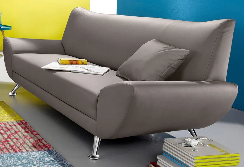 Home affaire 3-Sitzer Saltare elegant & komfortabel, toller Designfuß, bequem, Breite 205cm, Grau, – Produktbild 2 von 5