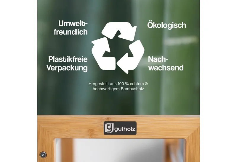 gutholz Standregal Getränkekistenregal aus Bambus & Edelstahl für 3 Kisten, Schwarz, – Produktbild 4 von 5