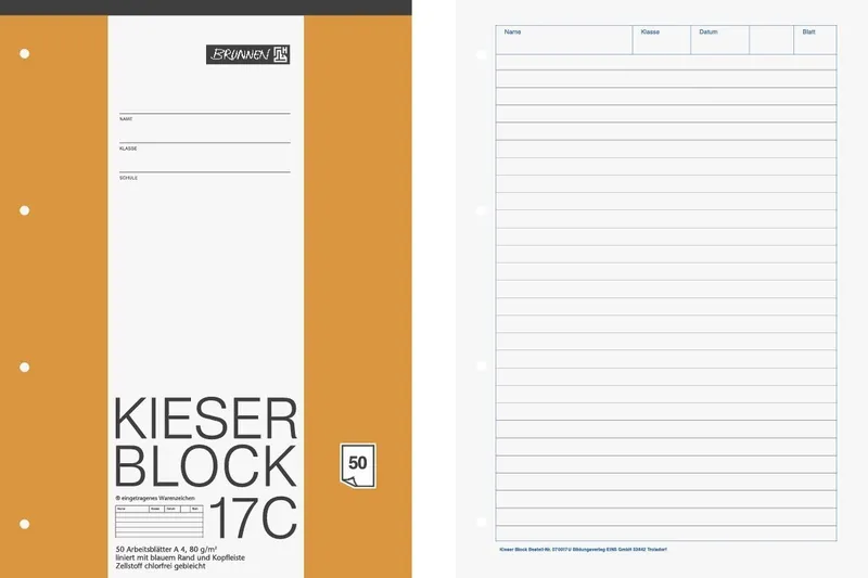 BRUNNEN BRUNNEN Kieserblock DIN A4, liniert, 80 g/m², 50 Blatt – Produktbild 7 von 7