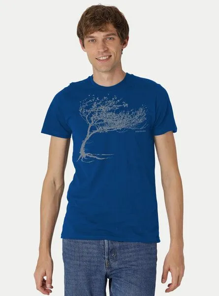Peaces.bio - handbedruckte Biomode Peaces.bio - handbedruckte Biomode Bio-Herren-T-Shirt "Windy Tree", Königsblau, – Produktbild 2 von 2