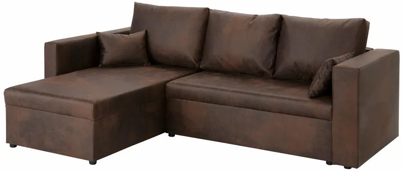 Home affaire Ecksofa Pur L-Form, wahlweise mit Bettfunktion, Braun, – Produktbild 2 von 5