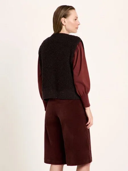 LANIUS LANIUS Bouclé Strickweste aus Bio-Schurwolle und Bio-Baumwolle GOTS, Braun (bitter-chocolate-tweed), – Produktbild 4 von 4