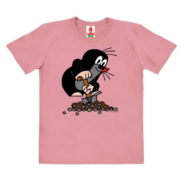 LOGOSH!RT LOGOSH!RT - Krtek - Der kleine Maulwurf - Hügel - Bio T-Shirt Print - Kinder - Jungen & Mädchen, Rosa, – Produktbild 1 von 4