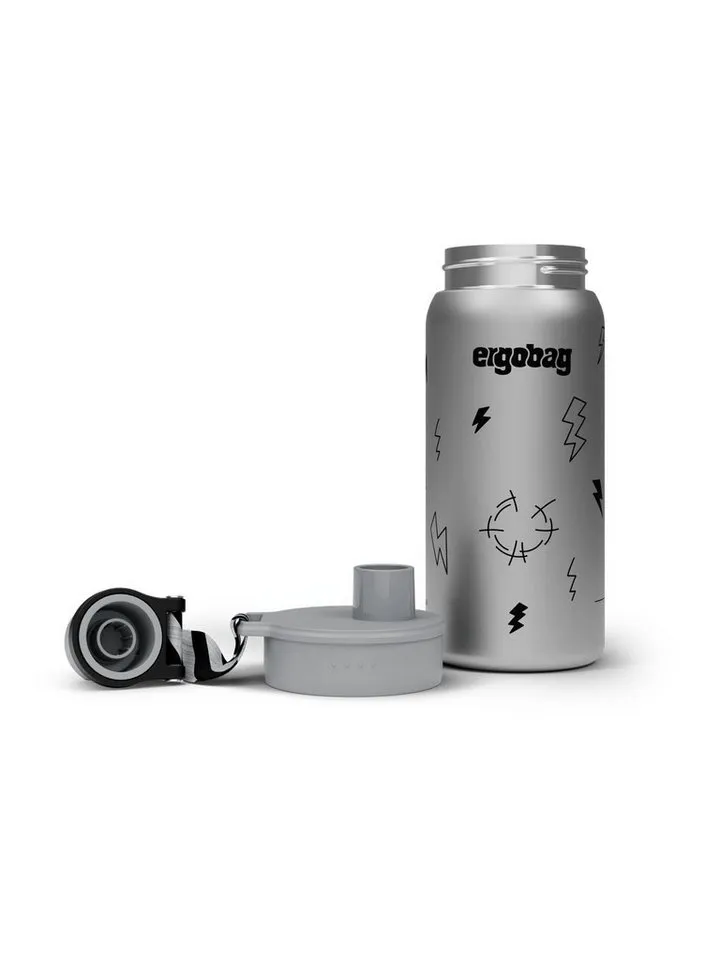 Ergobag Ergobag Trinkflasche Edelstahl Trinkflasche, auslaufsicher und kohlensäuregeeignet, Grün|schwarz, – Produktbild 3 von 5