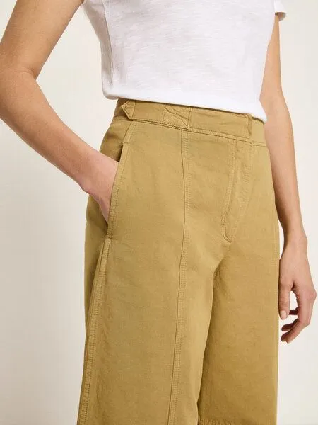 LANIUS LANIUS Hose mit Barrel Leg (OCS) aus Bio-Baumwolle und Leinen, Khaki, – Produktbild 3 von 4