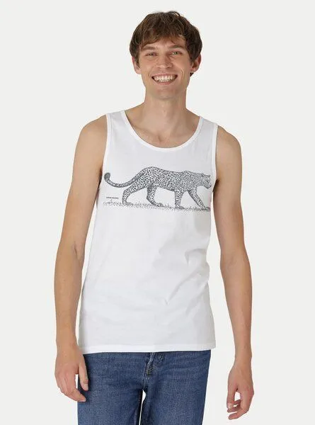 Peaces.bio - handbedruckte Biomode Peaces.bio - handbedruckte Biomode Bio-Herren-Tank Top Leopard, Weiß, – Produktbild 2 von 2