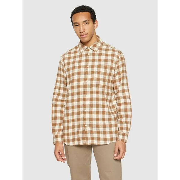 KnowledgeCotton Apparel KnowledgeCotton Apparel Kariertes Checked Hemd Loose Fit aus Bio-Baumwolle, Braun (brown check), – Produktbild 1 von 3